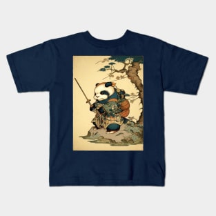 Samurai Panda Traditional Japanese Art Nouveau Kids T-Shirt
